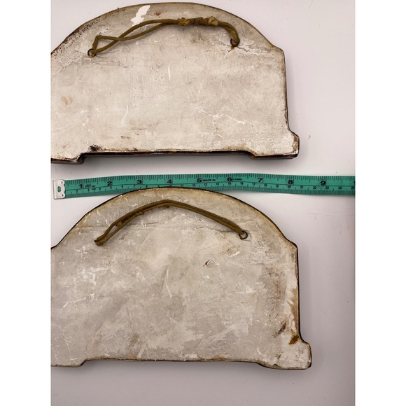 Set Of 2 Vintage Chalkware Wall Art Handpainted Windmill Sculpture Pictures - Picture 7 of 8